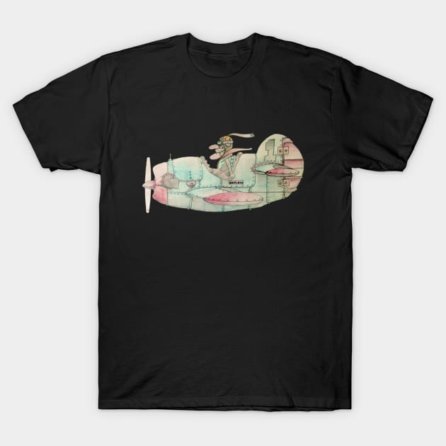 Old airplane with old pilot T-Shirt by RobertBretonArt